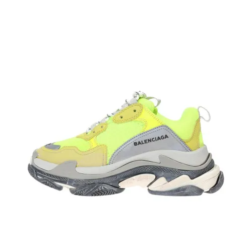 Balenciaga Triple S Low Топ Толстая подошва Кроссовки Женские Желто-Серые
