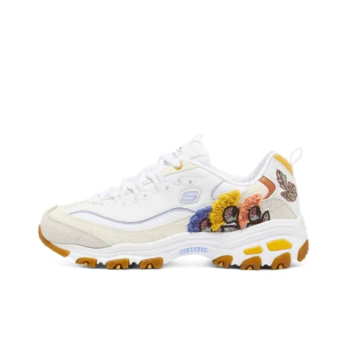 Skechers D'LITES 1,0 Амортизация Увеличение Высоты Низкий Топ Мультиколорные Кроссовки с Толстой Подошвой Женские Белые