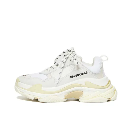 Balenciaga Triple S Low Топ Толстоподошвенные кроссовки Женские Белые Потертый