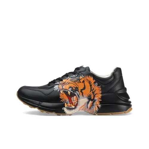 GUCCI Rhyton Low Топ Толстая подошва Кроссовки Мужские Черные