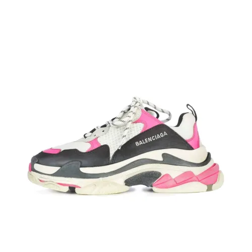 Balenciaga Triple S Low Топ Толстоподошвенные кроссовки Женские Черный Белый Розовый