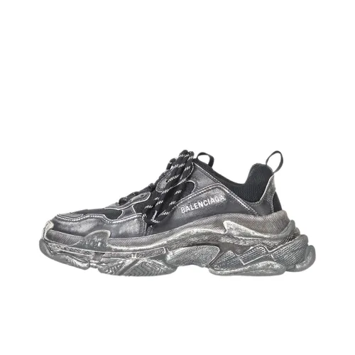 Balenciaga Triple S Low Топ Толстая подошва Кроссовки Мужские Черные Серые