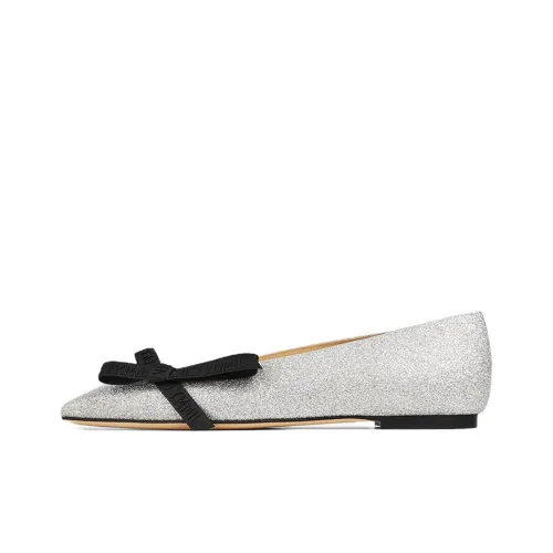 Jimmy Choo Veda Ballerina Туфли на плоской подошве Женские Серебряные