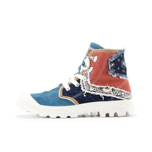 Палладий Износостойкие Дышащие Высокие Кеды Унисекс Синие Оранжевые