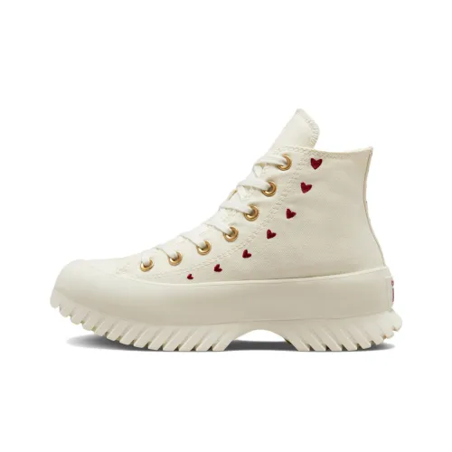Converse Chuck Taylor All Star Lugged 2,0 Платформа Hearts High Топ Кеды Женские Бежевый Белый Красный