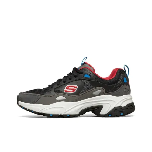 Skechers Stamina Low Топ Толстая подошва Кроссовки Женские Черный Белый Красный