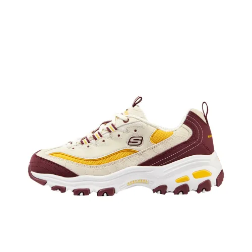 Skechers D'LITES 1,0 Low Топ Толстая подошва Кроссовки Женские Белые Красные