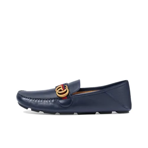 GUCCI Лоферы с пряжкой Horsebit и двойным G мужские синие