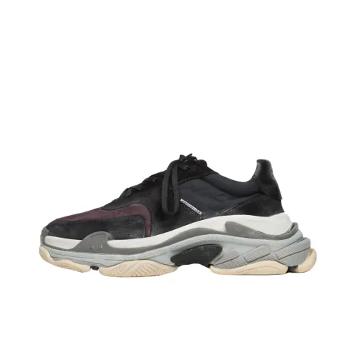 Balenciaga Triple S Low Топ Толстая подошва Кроссовки Мужские Черные Фиолетовые