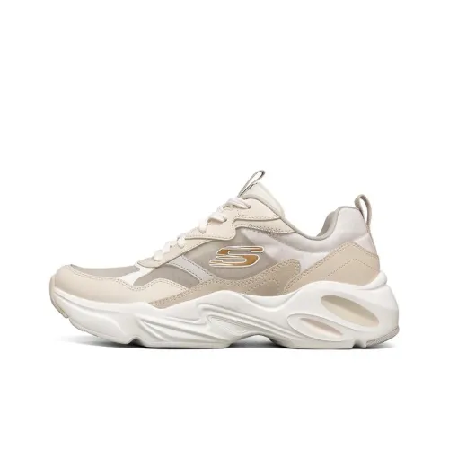 Skechers Stamina Airy Панель Обувь Низкий Топ Толстая Подошва Кроссовки Женские Айвори