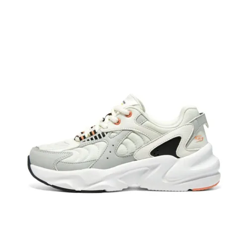 Skechers DLITES Низкий Топ Толстая Подошва Кроссовки Женские Белые Серые Оранжевые