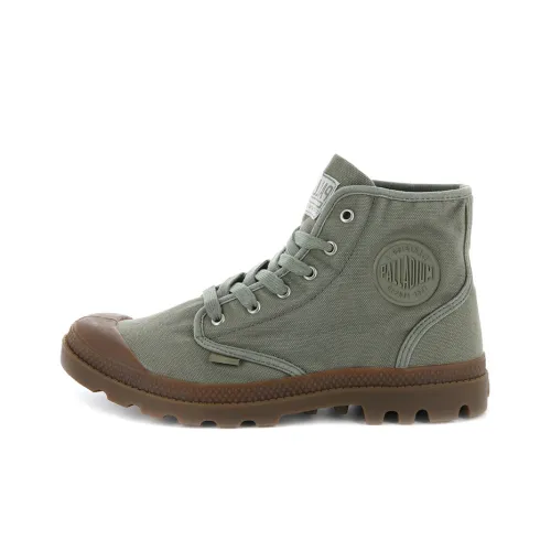 Palladium Pampa Hi противоскользящие устойчивые к истиранию высокие кеды унисекс зеленого и коричневого цвета