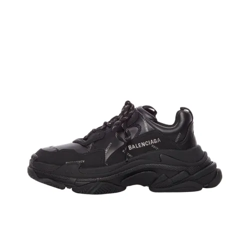 Balenciaga Triple S Low Топ Толстоподошвенные кроссовки Мужской Экстрим Найт Черный