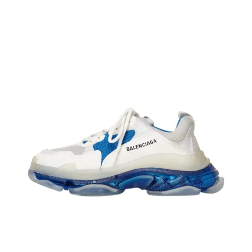 Balenciaga Triple S Low Топ Толстая подошва Кроссовки Мужские Белые Синие