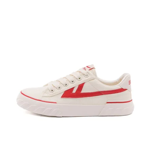 Warrior Ulzzang Trendy Versatile Износостойкий и Легкий Низкий Топ Кеды Унисекс Бежевый Красный