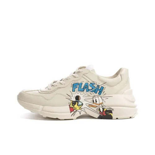 Disney x Gucci Rhyton Low Топ Толстоподошвенные кроссовки Мужской Экрю