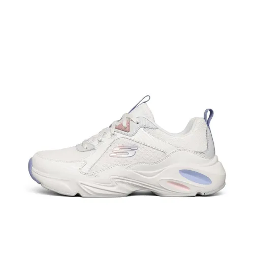 Skechers Stamina Airy Low Топ Толстая подошва Кроссовки Женские Белые Фиолетовые