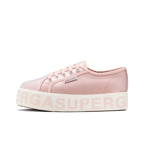 SUPERGA Противоскользящие Устойчивые к износу Водонепроницаемые Увеличивающие высоту Низкие кеды Женские Бежево-розовые