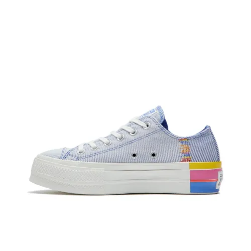Converse Chuck Taylor All Star Радужный Платформа Низкий Топ Низкий Топ Кеды Женские Синий Полоска
