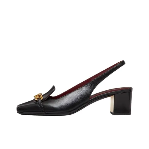 Valentino Vlogo Цепочка Грубый каблук Женские повседневные туфли Женские Черный