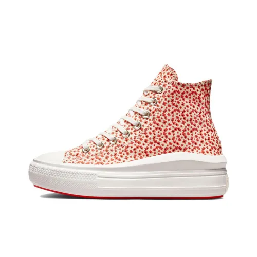 Converse Chuck Taylor All Star Move Платформа Устойчивая к истиранию Высокий Топ Кеды Женские Красный Белый
