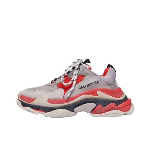 Balenciaga Triple S Low Топ Толстая подошва Кроссовки Женские Красно-серые