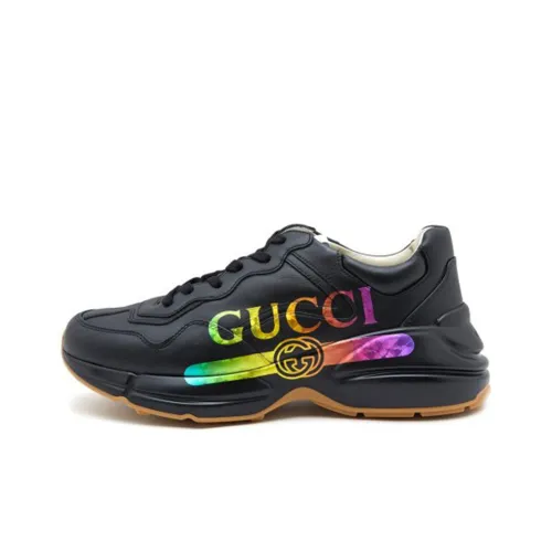 GUCCI Rhyton Low Топ Толстая подошва Кроссовки Мужские Черные