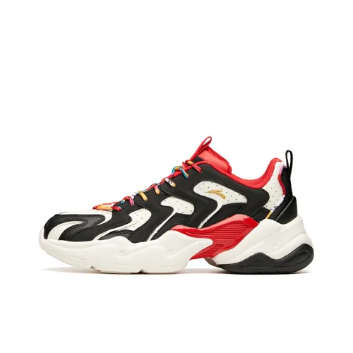 ANTA Амортизаторы Устойчивый к истиранию Низкий Топ Толстая подошва Кроссовки Мужские Черный Белый Красный