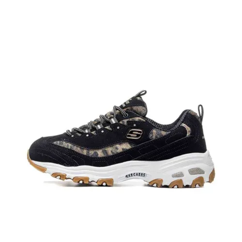 Skechers D'Lites Low Топ Толстая подошва Кроссовки Женские Черные