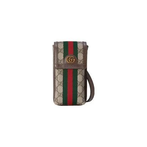 GUCCI Ophidia Холст Одно Плечо Через Плечо Чехол для Телефона Мини Мужской Бежевый Эбеновый