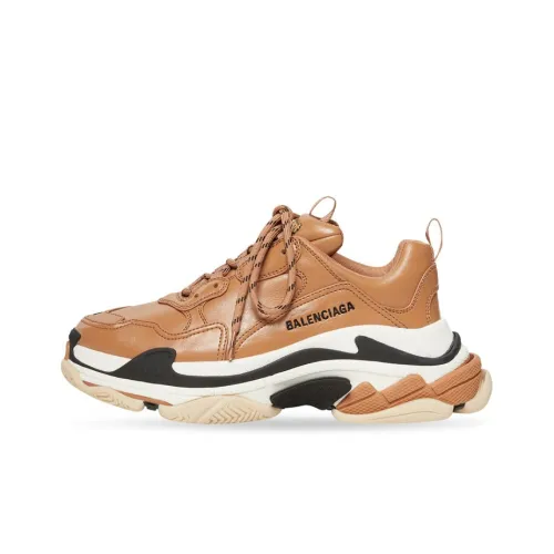 Balenciaga Triple S Low Топ Толстая подошва Кроссовки Мужские Темно-бежевый