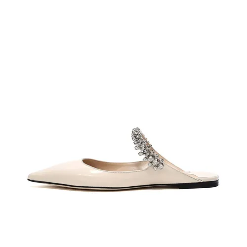 Jimmy Choo Bing Стразы Домашние тапочки Женские Экрю