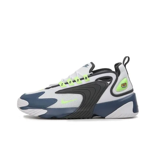 Nike Zoom 2K Амортизаторы Slip-resistant Низкий Топ Толстая подошва Мужские Белый Зеленый Синий