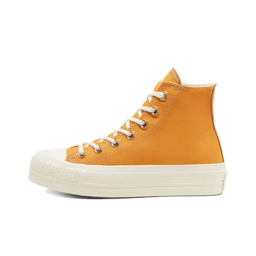 Converse Chuck Taylor All Star Elevated Gold Platform High Top Canvas Shoes Women's Yellow Конверс Чук Тейлор Ол Стар Элевейтед Голд Платформа Хай Топ Кеды Женские Желтые
