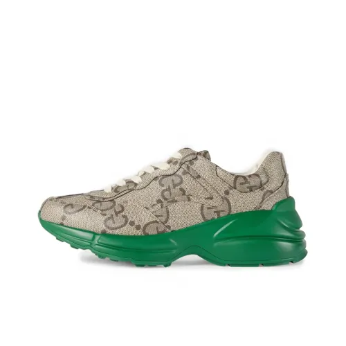 GUCCI Rhyton Low Топ Толстоподошвенные кроссовки Женские Коричнево-зеленый Многоцветный 100-летие