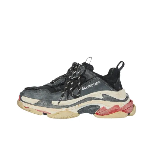 Balenciaga Triple S Diy Low Топ Толстая подошва Кроссовки Женские Черный Серый