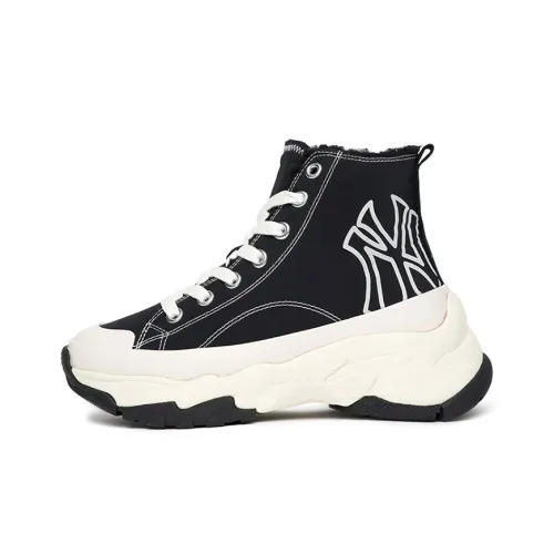 Mlb Base Logo Chunky High MONO Флис Линейка Устойчивый к истиранию Высокий Топ Кеды Унисекс Черный