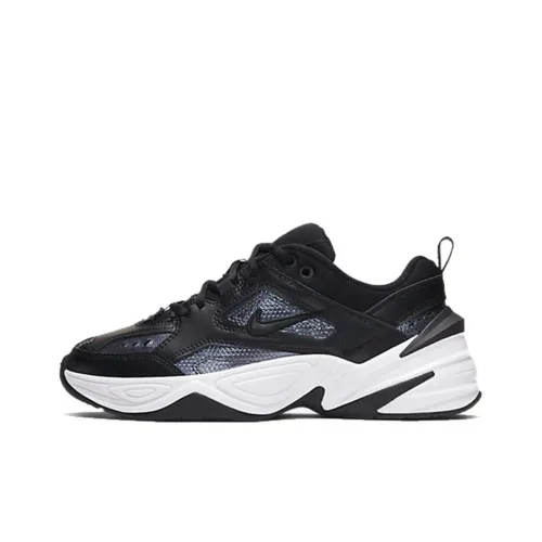 Nike M2K Tekno Low Топ Толстая подошва Кроссовки Женские Черный Белый