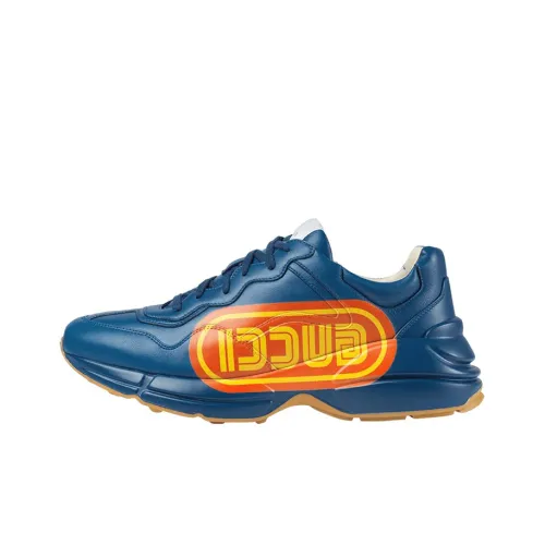 GUCCI Rhyton Low Топ Толстая подошва Кроссовки Мужские Синие