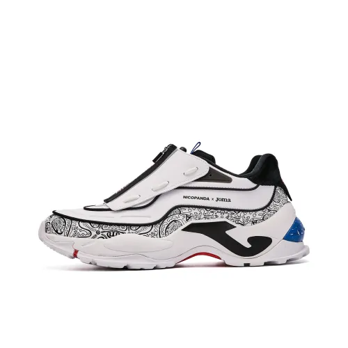 Joma Nicopanda Коллаборация Противоскользящий Устойчивый к истиранию Низкий Топ Кроссовки с Толстой Подошвой Мужские Linen Белый и Черный