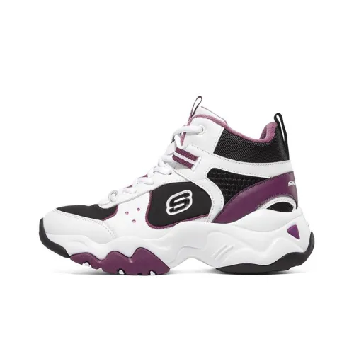 Skechers D'LITES 3,0 Высокие Топы Толстая Подошва Кроссовки Женские Белые Фиолетовые