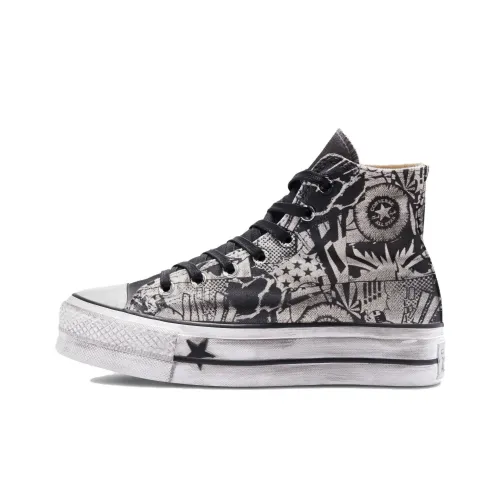 Converse Chuck Taylor All Star Lift Платформа Комикс Полоса Высокие Кеды Женские Серый Черный