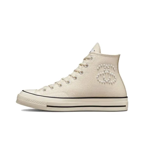 Конверс x Stussy 1970s противоскользящие устойчивые к истиранию высокие кеды унисекс бежевые