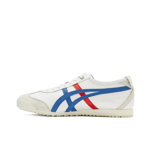 Onitsuka Tiger MEXICO 66 Slip-on Устойчивый к истиранию Дышащий Низкий верх Кроссовки для скейтбординга Унисекс Белый Красный Синий