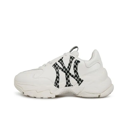 MLB Big Ball Chunky Амортизаторы Shock Absorbers Противоскользящие Устойчивые к истиранию Низкий Топ Кроссовки Slip-resistant Abrasion-resistant Low Top Footwear Unisex Черный Белый