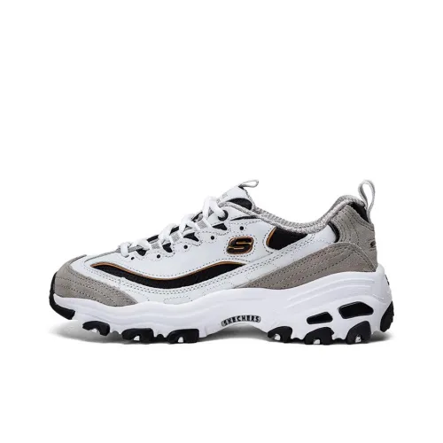 Skechers D'LITES Series Низкий Топ Толстая Подошва Кроссовки Женские Белые Серые