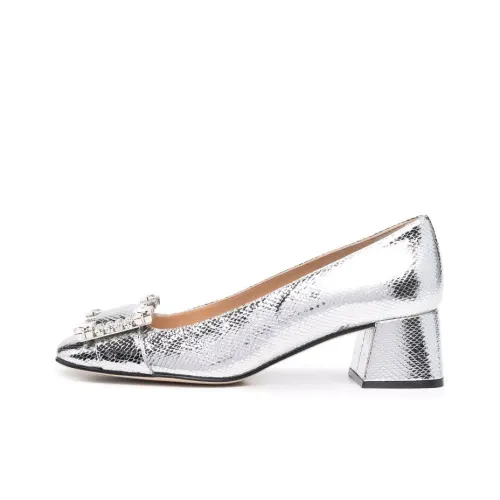 SERGIO ROSSI Клин-каблук Женская Повседневная Обувь Женская Серебряная