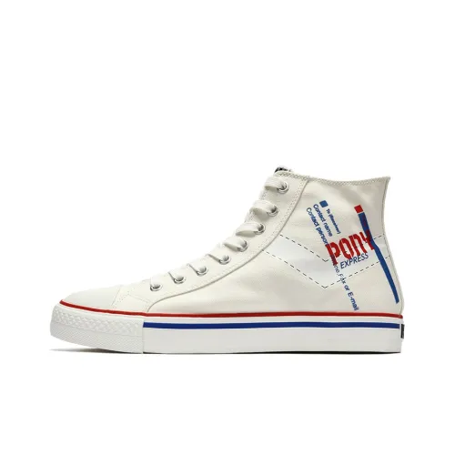 PONY Shooter Износостойкие Высокие Кеды Унисекс Натуральный Белый