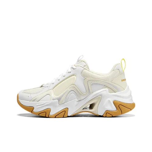 Skechers Stamina V3 Mecha Shoes 3 Low Топ Толстоподошвенные кроссовки Женские Белые Желтые