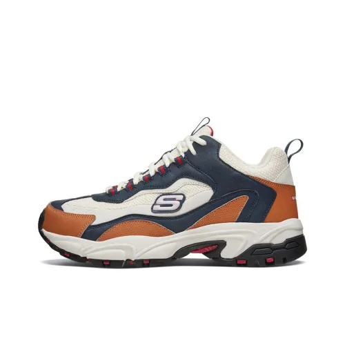 Skechers Stamina Low Топ Толстая подошва Кроссовки Мужские Синие Белые Оранжевые